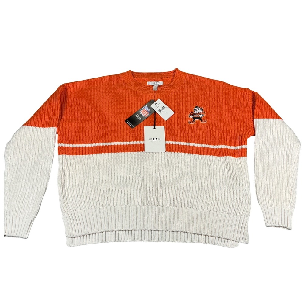 Cleveland Browns Sweater Womens Small NFL Erin Andrews Orange Knit NWT